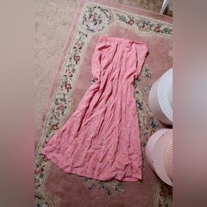 April Cornell Pink Floral Maxi Skirt Romantic Shabby Chic Fashion